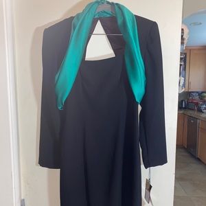 De Laru Joseph Lara Womens Vintage 80s Black & Green Long Sleeve Dress Size 14